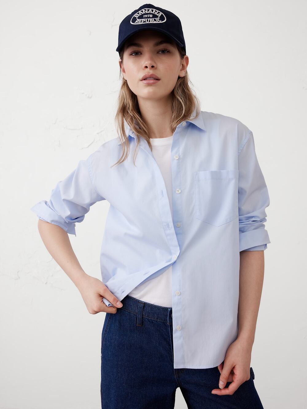NWT Banana Republic Factory Classic Poplin Shirt in Crisp Blue size XXL